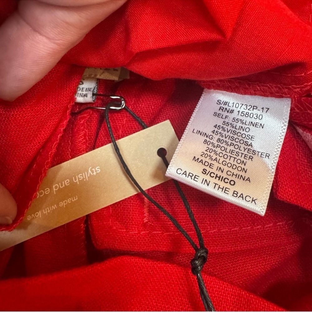 Love Tree Red High-Waist Drawstring Linen Shorts - Picture 3 of 7